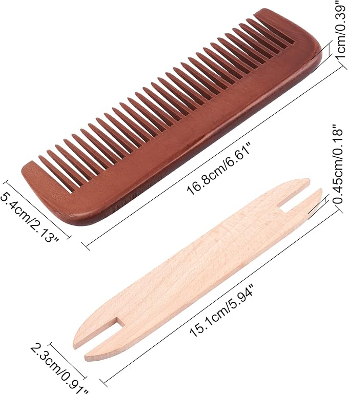 NBEADS Weaving Tool Kit, Including 1 Pc Wood Knitting Looms Shuttle and 1 Pc Wood Weaving Comb Loom Machine Accessories for DIY Craft, Mixed Color