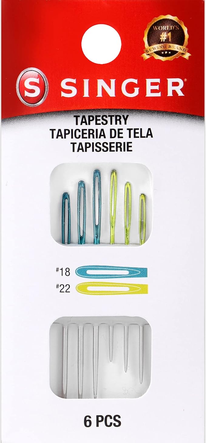 SINGER Hand Sewing Tapestry Needles, Size 18 & 21 (Set of 6, Size 18 & 22)