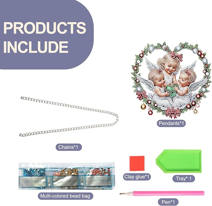 TDFERAN 5D Diamond Painting Kits for Adults Hanging Sign Christmas 12x20cm Angel Diamond Art Wall Art Sign Elf Diamond Art Hanging Ornament Home Garden Wall Door Cross Stitch Kits Hanger Pendant
