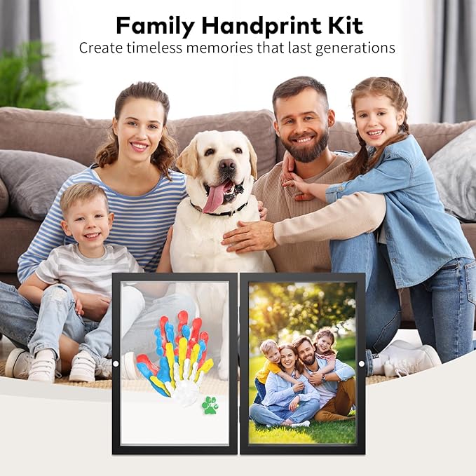 omrhvi family handprint kit, diy craft keepsake photo frame, hand print ornament kits, family gifts for new parents & mom & baby, grandparents, couples, father's day, mother's day, anniversary