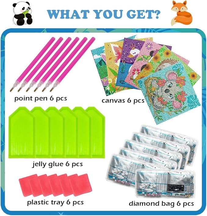 Labeol Diamond Art Kits for Kids Crafts for Girls Ages 6-8-10-12 Easy to DIY Creative Diamond Art Sticker Craft by Numbers Kits for Kids and Adult Beginners (Classic)
