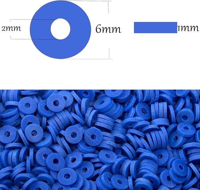 Blue Clay Beads(6mm,4300 pcs) Clay Beads for Bracelet Making Kit, Flat Round Polymer Spacer Heishi Beads for Jewelry Necklace