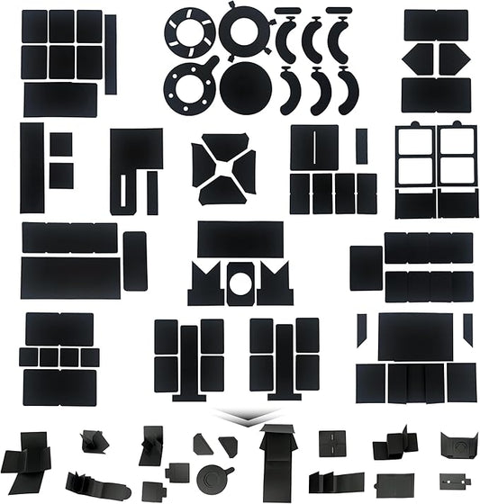 Ranxu 3D Scrapbook Kit for Photo Album, 16 Sets Handmade Scrapbook Album Materials, DIY Photo Album for Wedding, Baby, Family, Travel, Anniversary & Birthday Gift(Material Kit-Black)