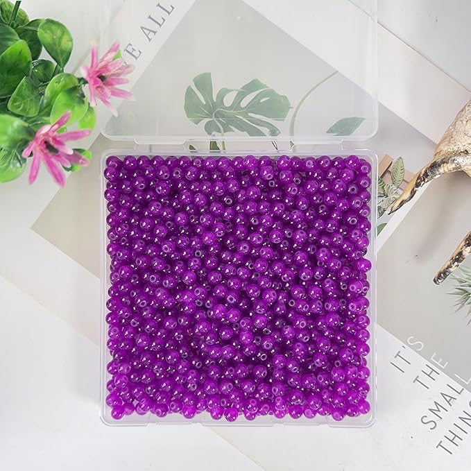 6mm Round Glass Beads for Jewelry Making, 900Pcs Glass Seed Beads for Bracelets, DIY Crafts (Dark Purple)