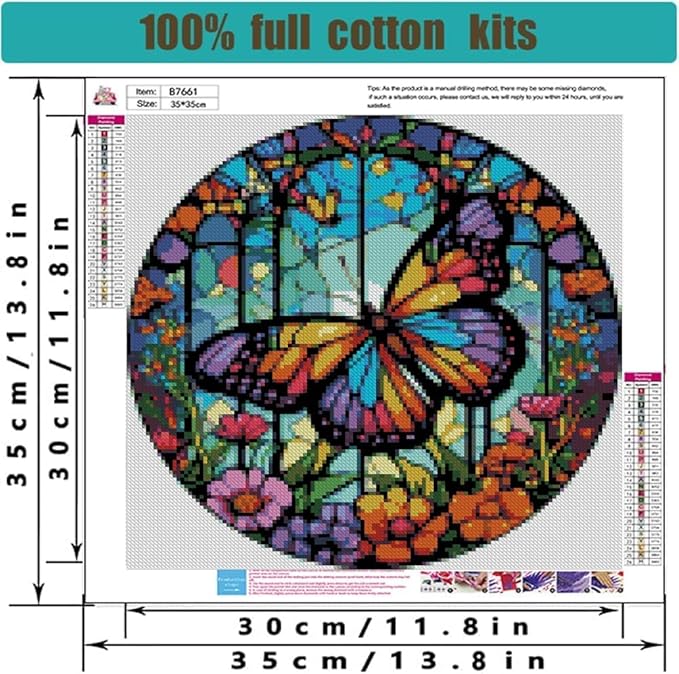 Butterfly Stamped Cross Stitch Kits - Counted Cross Stitch Kits for Beginners Adults,11 CT Patterns Dimensions Embroidery Kits Arts Craft Kits,for Gift and Home Decor 13.8 x 13.8inch
