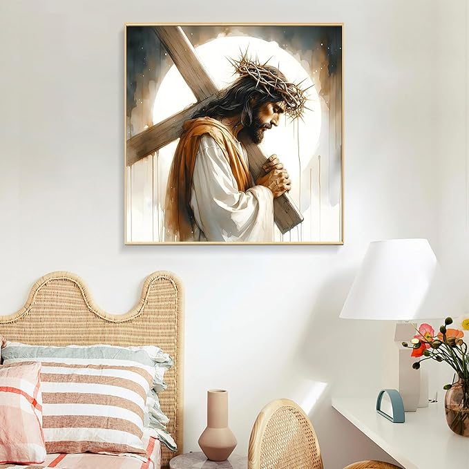 Paint by Numbers Kit for Adults - Jesus Cross Acrylic Adult Paint by Number Kits on Canvas for Beginner, Religious Christians DIY Oil Painting by Numbers for Adults, Perfect for Decor Gift 16"x20"