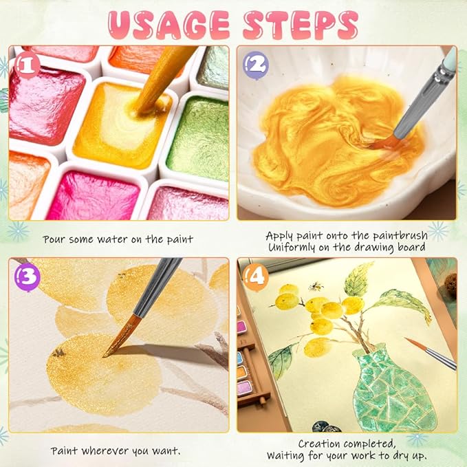 Christmas Forestry Shifting Watercolor Painting Set,Forestry - Color Shifting Watercolor Paint Set,20 Colors Watercolor Painting Setes,Shimmer Metallic Colourful Paints Sest,Metallic Watercolor Paint Sets (2 PCS)