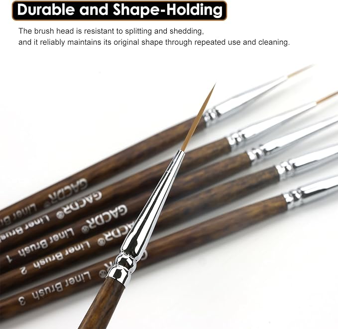 Rigger Liner Brushes, 6 Pcs Extra Long Fine Tip Paint Brush Set Script Pinstriping Scroll Outlining Brush for Watercolor Acrylic