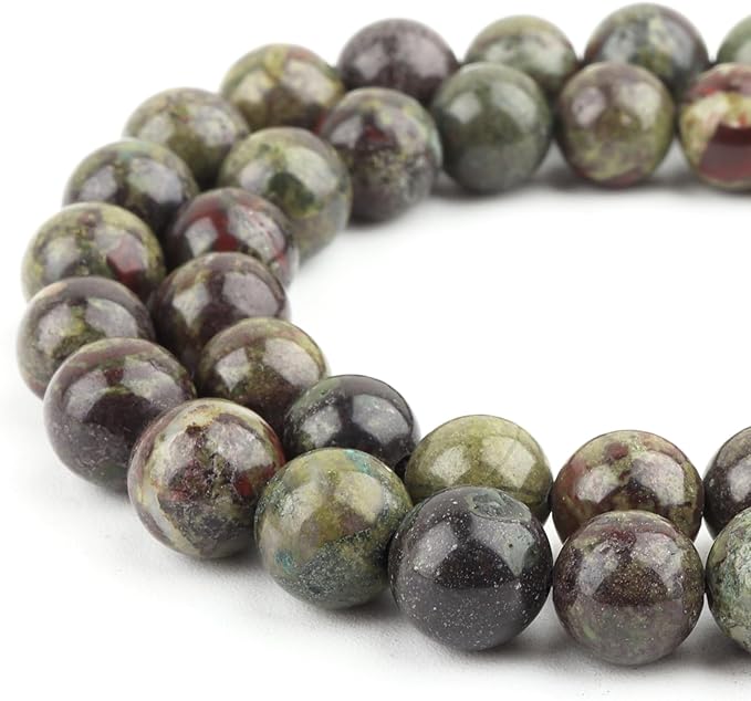 Natural Stone Beads for Jewelry Making - 10mm Round Gemstone Beads for Bracelets(34-37pcs, Dragon Blood)