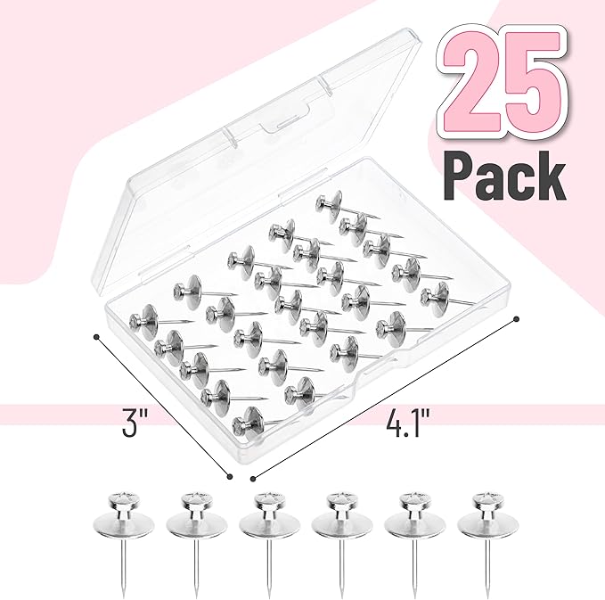 Mr. Pen- Double Headed Picture Hanging Nails, 25 Pack, Silver, Picture Nails, Tacks for Wall, Pins for Hanging, Thumb Tacks, Picture Hangers