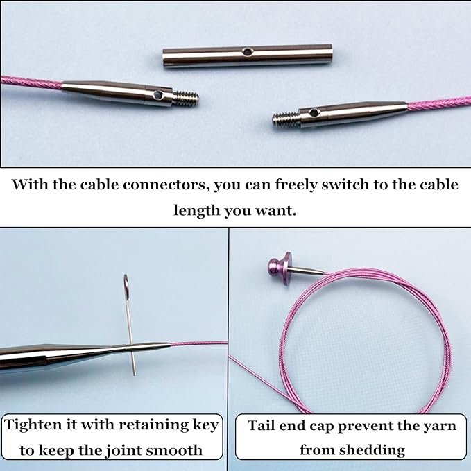 Hobekoee Tunisian Crochet Hooks Set with Cable,12 Size Aluminium Interchangeable Crochet Hook Set Inline Crochet Hooks Afghan Crochet Needles 3mm-10mm