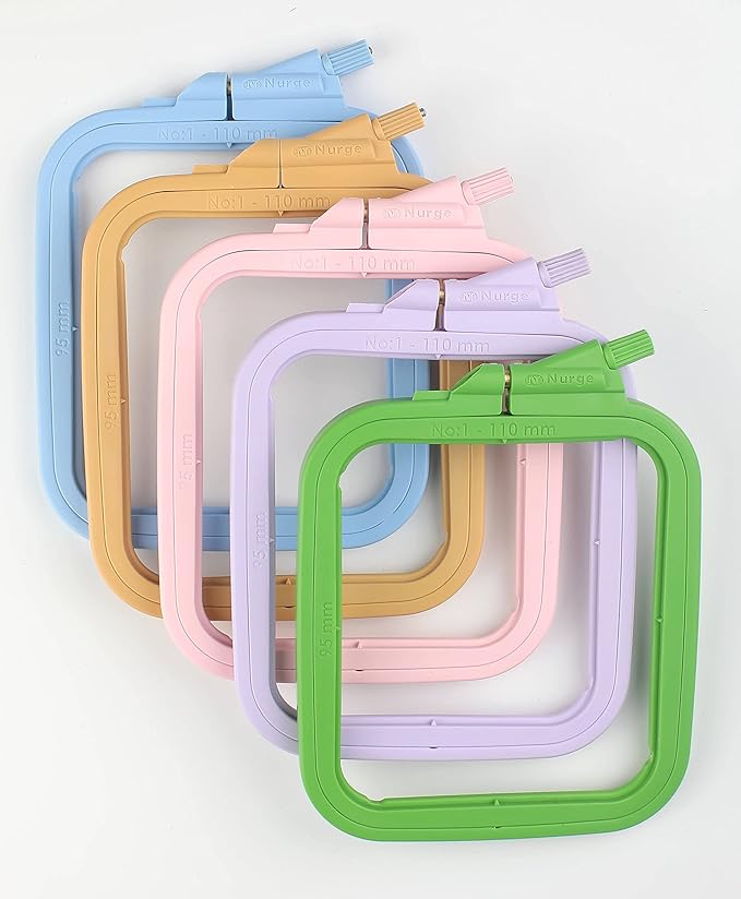 nurge 5pcs plastic xsmall square embroidery hoops, cross stich hoop, punch needle hoop multicolor