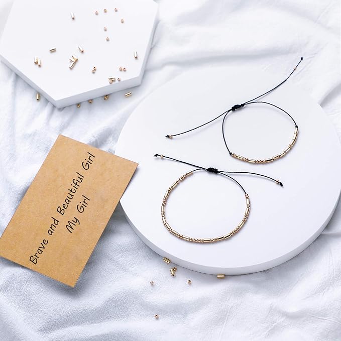 DIY Morse Code Bracelet Making Kit, 800 Round Spacer Beads and 800 Long Tube Spacer Beads Handmade Adjustable Bracelets Necklaces 20 Morse Code Decoding Card and 20 Yard Twine Cord for Jewelry Making