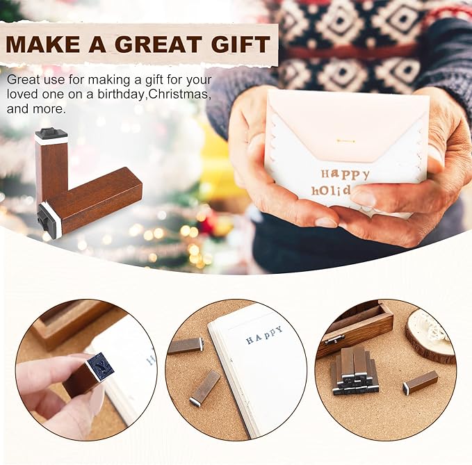 UCEC 70pcs Alphabet Stamps for Clay, Rubber Letter Stamps for Crafting, Wooden Letter Number and Symbol Stamp Set for Scrapbooking Supplies DIY Craft Card Making