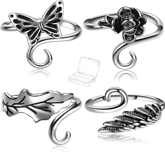 4 Pieces Crochet Ring for Finger Adjustable Yarn Tension Rings for Crocheting Yarn Guide Knitting Rings Crochet Tools