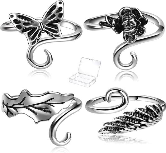 4 Pieces Crochet Ring for Finger Adjustable Yarn Tension Rings for Crocheting Yarn Guide Knitting Rings Crochet Tools