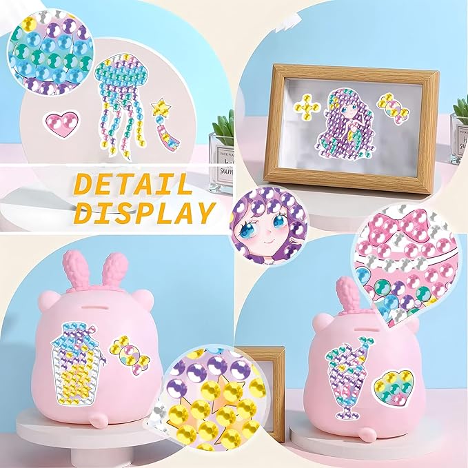 Viicoor 33 PCS Mermaid Diamond Painting Sticker Kit Summer DIY Art Craft for Girls (Mermaid-33P)