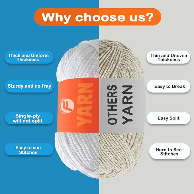 2 x 3.5Oz Yarn for Crocheting and Knitting;Worsted-Weight Medium #4;Cotton Blend Yarn for Beginners with Easy-to-See Sitches,Great for Amigurumi DIY (Black+White)