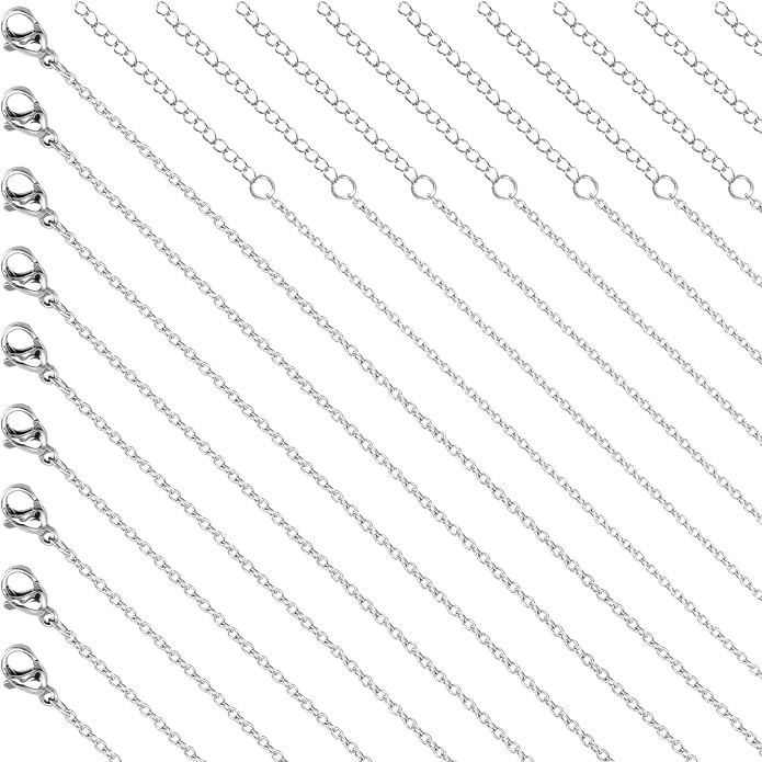 30 Pack Necklace Chains Bulk, Silver Chain Necklace, 1.5mm Stainless Steel Necklace Chains for Jewelry Making