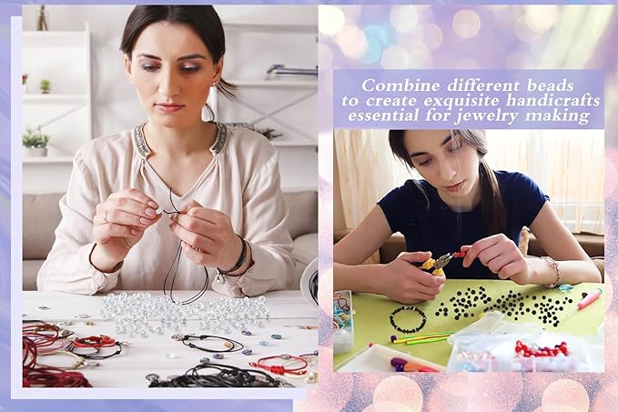 DUQGUHO Glass Beads,500 Pcs Crystal Beads Clear Beads for Jewelry Making Colorful Loose Beads Bulk Glass Beads for Bracelets 6/8mm AB Color