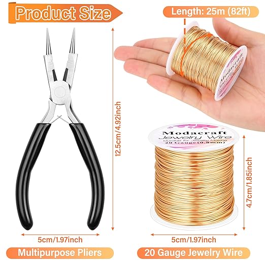 18 20 22 Gauge Jewelry Beading Wire for Jewelry Making Supplies with Versatile Pliers,Craft Jewelry Wire Tarnish Resistant