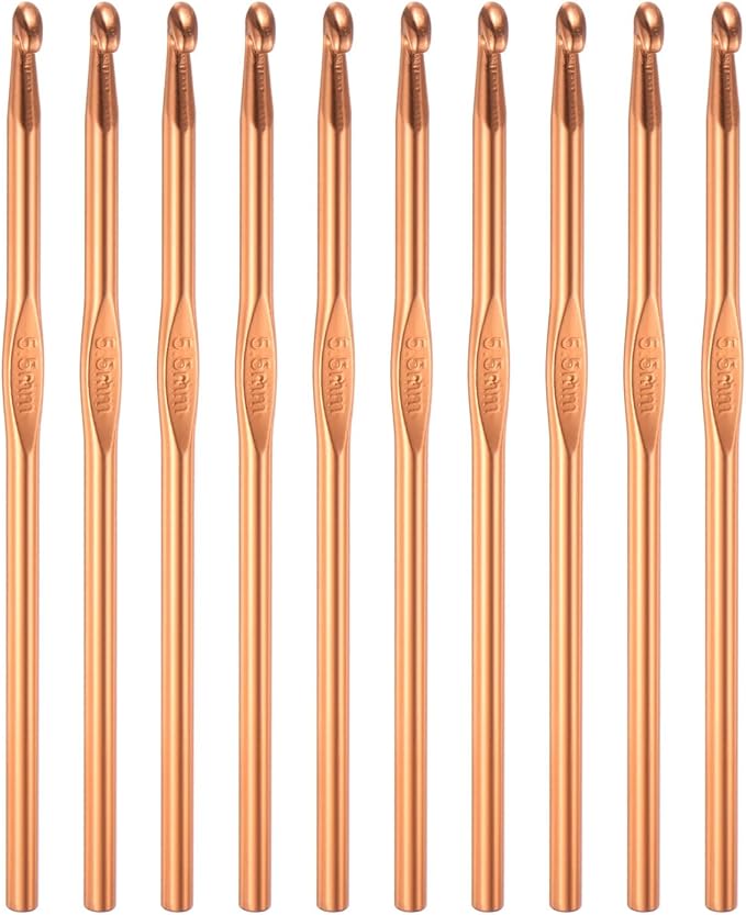 uxcell Aluminum Crochet Hook 5.5mm US Size I (Size 9) Knitting Needles for DIY Craft Yarn Orange 10Pcs