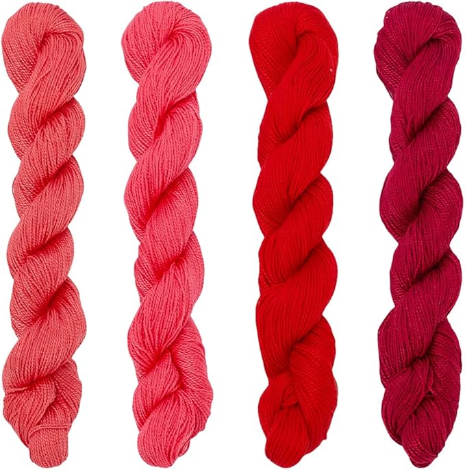 FREEBLOSS 4 Pcs Sashiko Thread Sashiko Skein 4 * 100 M Pure Cotton Embroidery Thread Japanese Sewing Threads Quilting & Embroidery Sewing Kit Supplies 4 Red Theme Colors