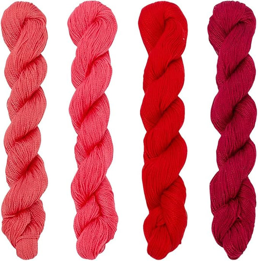 FREEBLOSS 4 Pcs Sashiko Thread Sashiko Skein 4 * 100 M Pure Cotton Embroidery Thread Japanese Sewing Threads Quilting & Embroidery Sewing Kit Supplies 4 Red Theme Colors