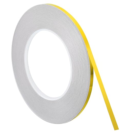 uxcell Metallic Tape, 0.19 in x 164 ft Self Adhesive Metalized Polyester Film Tape Waterproof Shiny Washi Tape for Walls Graphic Arts Gifts Wrapping Crafts Decoration, Gloss Gold