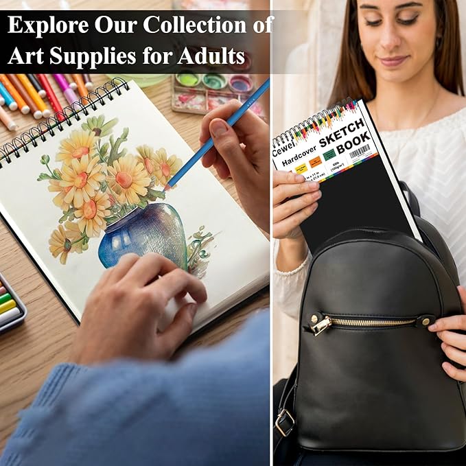 sketch book 8.5" x 11", 100 sheets hardcover sketchbook, 68 lb /100 gsm drawing paper for kids, top spiral sketch pad for kids, classroom must haves, art supplies for adults.