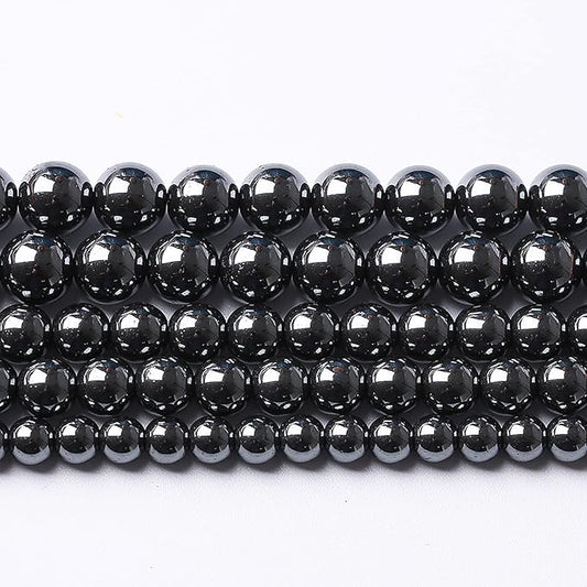 36pcs 12mm AAA Black Hematite Beads Crystal Energy Stone Healing Power Natural Stone Gemstone Round Loose Beads for Jewelry Making DIY Bracelets