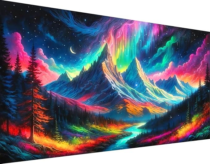 mrpwnle Northern Lights Diamond Art Painting Kit for Adults, Full Drill Large Aurora Crafts Gem Art Kit Landscape Mountain Diamond Art Painting Kit for Adults Beginner 27.6x15.8in