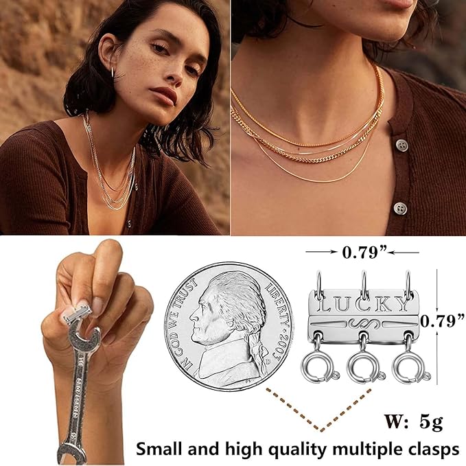 dailyacc lucky necklace layering clasp 18k gold and silver multiple necklace clasps for layered look separator