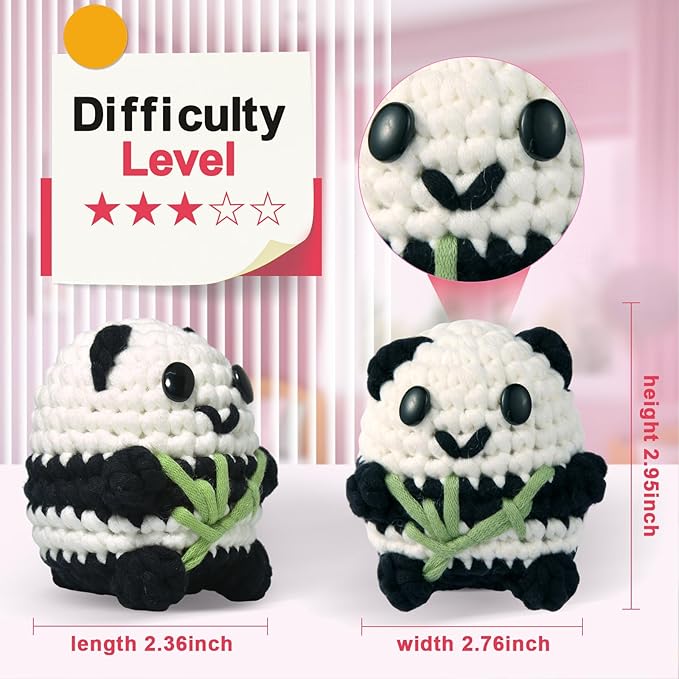 GougouStar Crochet Kit for Beginners, Animal Crochet Kits, Knitting Kit with Step-by-Step Video Tutorials and Crochet Accessories - Amigurumi Beginner Crochet Kit (Black Panda)