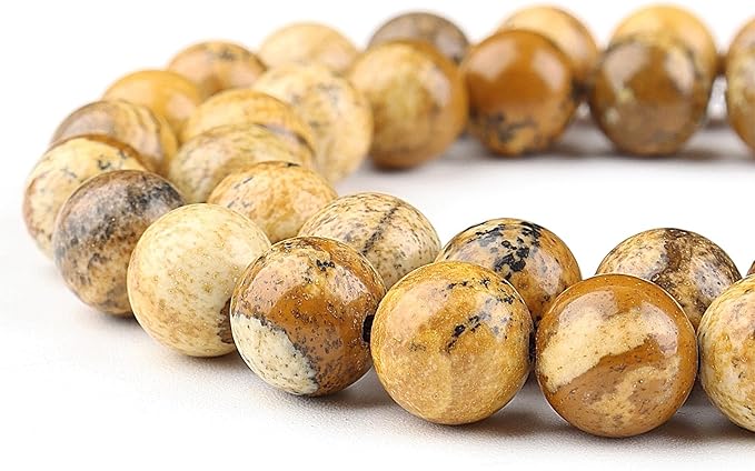 Natural Stone Beads for Jewelry Making - 6mm Round Gemstone Beads for Bracelets(57-62pcs, Picture Jasper)
