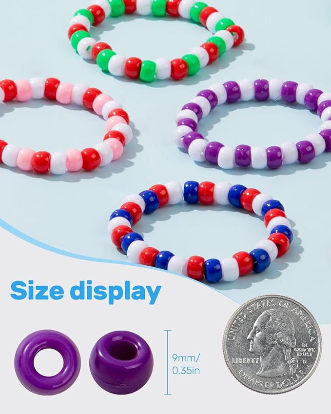 1000+ Pcs Pony Beads – Assorted Matte Purple & Rainbow Barrel Beads for Adult Jewelry Making, Bracelets, Necklaces, Keychains, Decorative Crafts