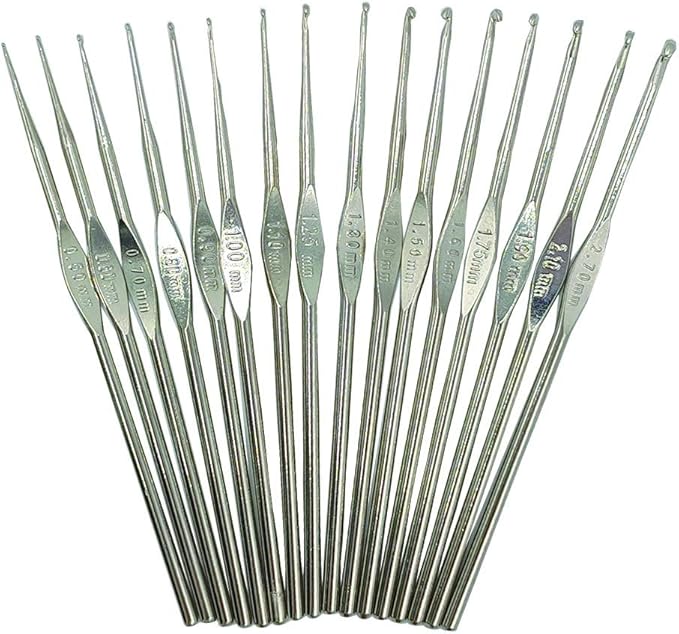 16 PCS Steel Latch Hooks Needle, Crochet Hook with Different Size.
