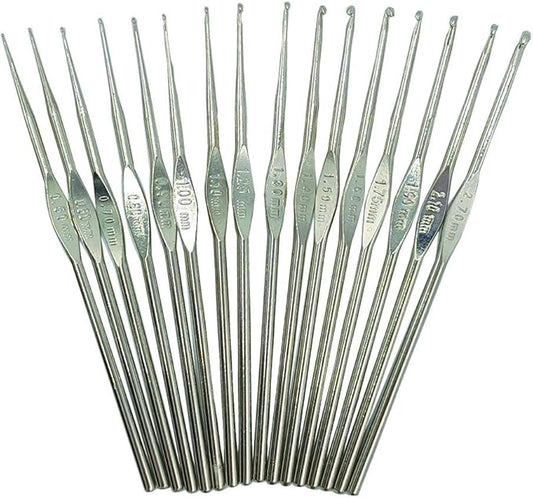 16 PCS Steel Latch Hooks Needle, Crochet Hook with Different Size.