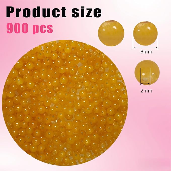 6mm Round Glass Beads for Jewelry Making, 900Pcs Glass Seed Beads for Bracelets, DIY Crafts (Orange)