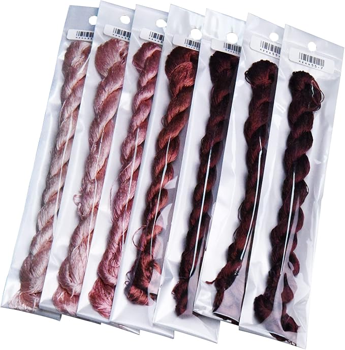 Natural 100% Silk Thread, Handmade Embroidery Thread Silk Floss 7 Colors 110m Each (55)