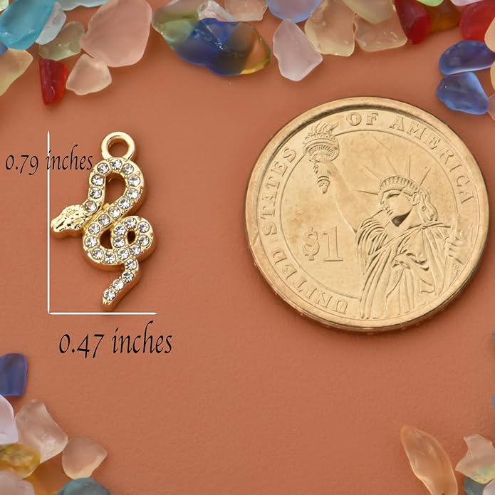 Pack of 20 Rhinestone Charms Gold Plated Pendants Pave Crystal Accessories for Necklace Bracelet Jewelry Making DIY Crafting