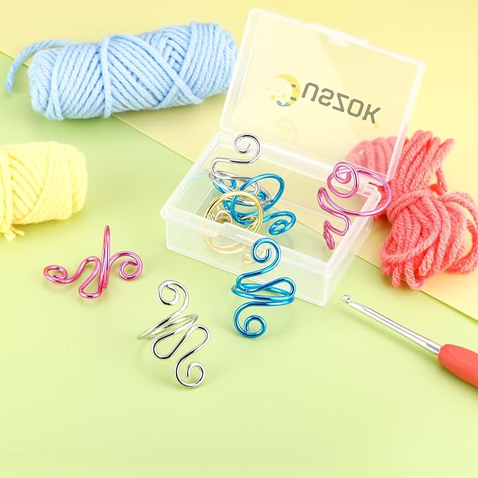Juszok 3Pcs Handmade Crochet Tension Ring, Crochet Ring for Finger Crocheting，Yarn Tension Ring, Adjustable Companion Knitting Ring with Box Gifts for Crocheters Women(Green)