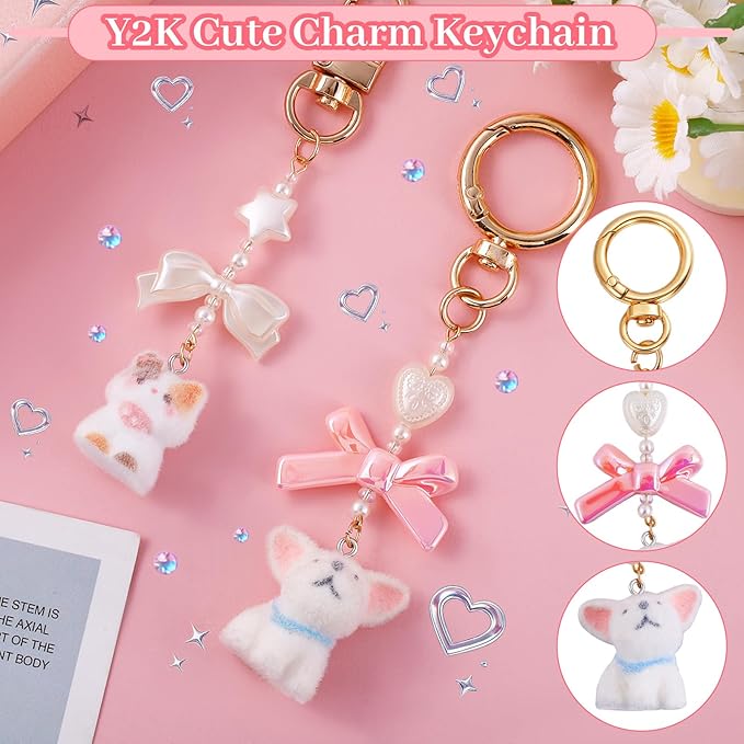 Wurosi 680 Pcs Keychain Making Kits, Pink DIY Bag Charm Kit, 78.74 Inch Chains, Key Chain Hooks, Jump Rings, Lobster Clasps, 225 Charms & Letter, Tools, Great for a Custom Gift, Party, or Family Activ