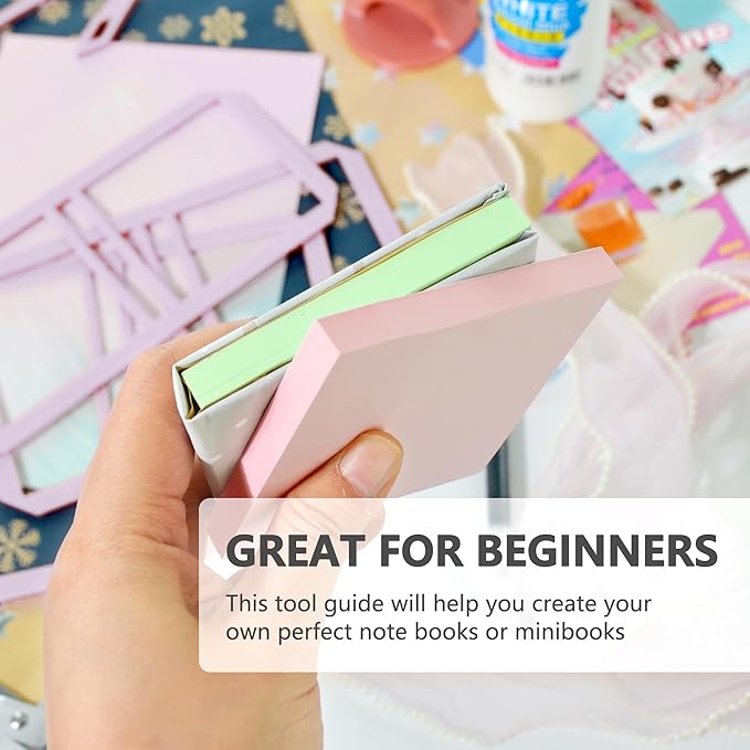 UPTTHOW 9Pcs Bookbinding Easy Scrapbooking Tool for Starter, Complete Great Stencils and Cutter Guide Kit Can Be Made into Notebook Calender Junk Journal Handbook