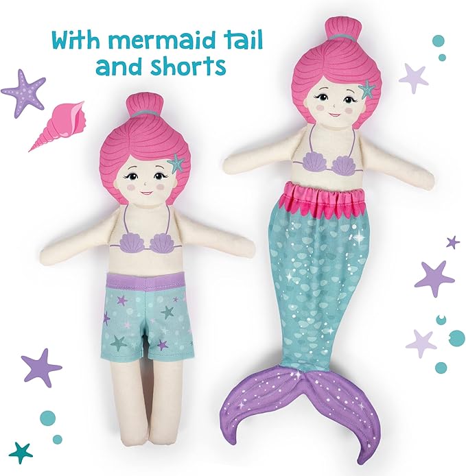 kullaloo Sewing kit for Kids Beginners - DIY Craft for Girls & Boys - Cut & Sew Fabric Panel Mermaid (Underwater Tales)
