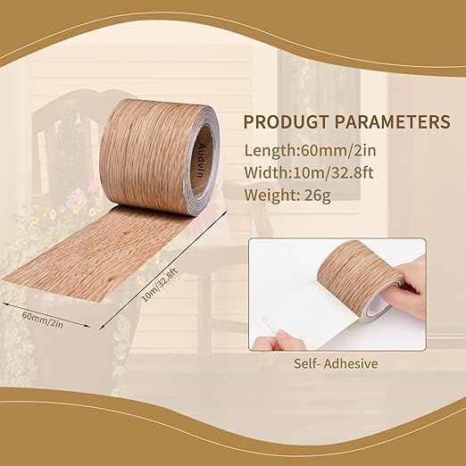 Wood Grain Repair Tape, 2" x 32ft Self Adhesive Tape for Furniture, Flooring, Cabinets, Doors, Windows, DIY Crafts - Durable, Easy to Use for Seamless Repairs