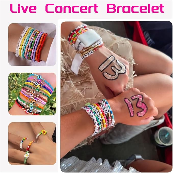5mm Glass Beads Bracelet Making kit, 96 Colors 12800pcs Glass Seed Beads Friendship Beads for Bracelets Crystal Waist Bead with String Cords Letter Bead Charms for DIY Jewelry Making Crafts