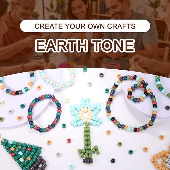 8000 pcs pony beads for bracelet multi-colored making beads bulk for hair braiding diy crafts kandi jewelry key chains and ornaments decorations,10 assorted colors,boxed (earth tone, 6 * 9)