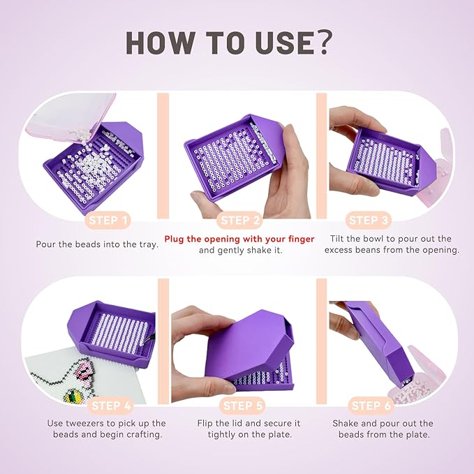 3 Pcs 2.6mm Mini Fuse Beads Picking Tray Kit, Efficient Sorting Tools with Effortless Beads Recovery, User-Friendly for Iron Bead Beginners (Transparent Purple,Pink,Purple)