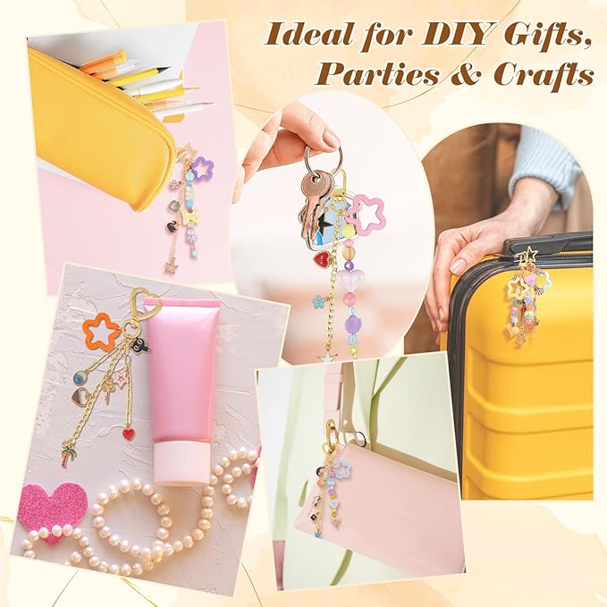 Ecoofor 364 Pcs Keychain Making Kit for Kids & Adults – Includes 20 Keychain Clips, 25 Extender Chains, 136 Charms, Beading Accessories, Jewelry Pliers – DIY Bag Charms & Jewelry Craft Kit Supplies